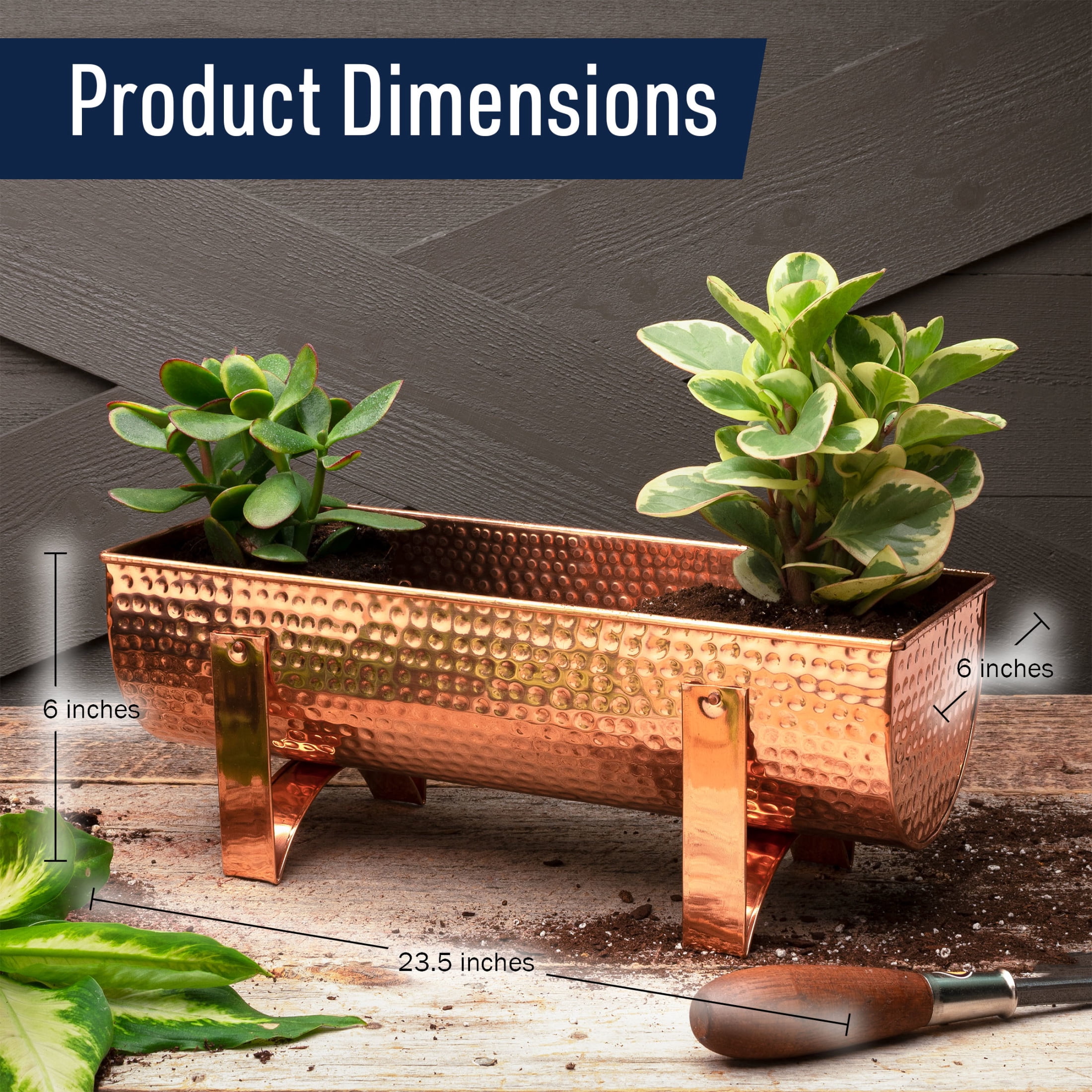 Kings County Tools 23.5” Indoor/Outdoor Copper Window Planter Box
