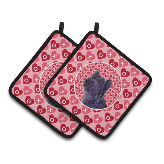 Carolines Treasures SS4463PTHD Skye Terrier Hearts Love and Valentines Day Portrait Pair of Pot Holders, 7.5HX7.5W,