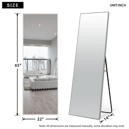 Neutype Full Length Mirror With Standing Holder Floor Large Wall Mounted Bedroom Dressing Aluminum Alloy Thin Frame Silver 65 X 22 Canada Neutype Full Length Mirror With, Full Length Floor Mirror Canada