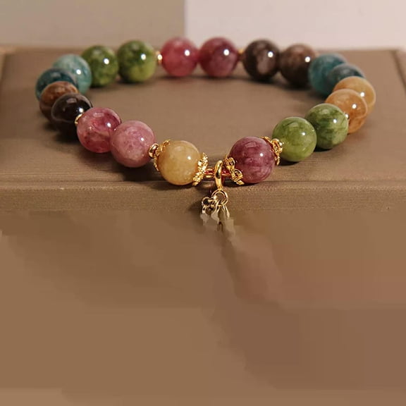 HOOUN Natural Colored Tourmaline Bracelet Women's Orchid Pendant Bracelet Gift
