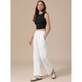 thumbnail image 4 of DARING DIVA Women's Striped Wide Leg Casual Work Long Pants Medium White, 4 of 6