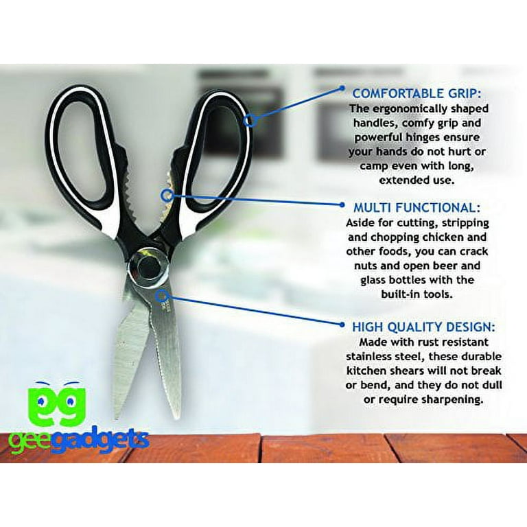 Gerior Come-Apart Kitchen Shears - Heavy Duty Culinary Scissors for Cutting Poultry, Fish, Meat, Food - Large Size (9.25 inch) - Ultra