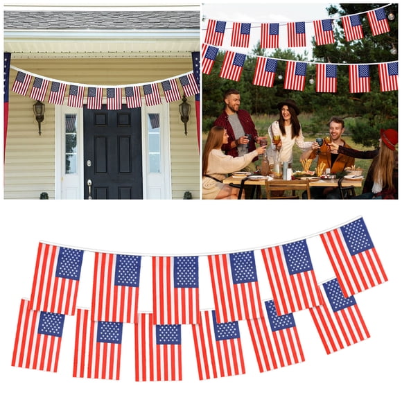 USA Flag Banner Small Mini US Flags for Party School Sports Events Patriotic Decorations for Festivals and Gatherings
