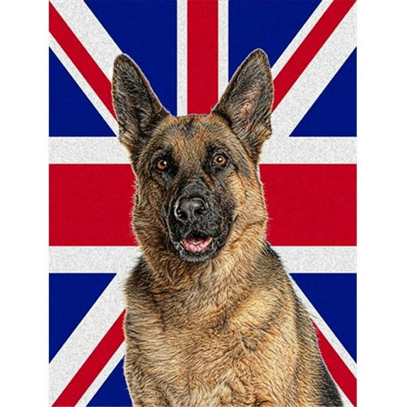 German Shepherd with English Union Jack British Flag Flag Garden Size
