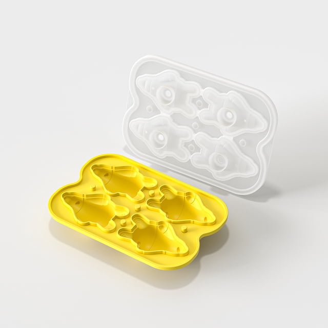 Molde for cubitos de hielo en forma de oso tumbado con tapa, bandeja de hielo de silicona for cubitos congelados caseros