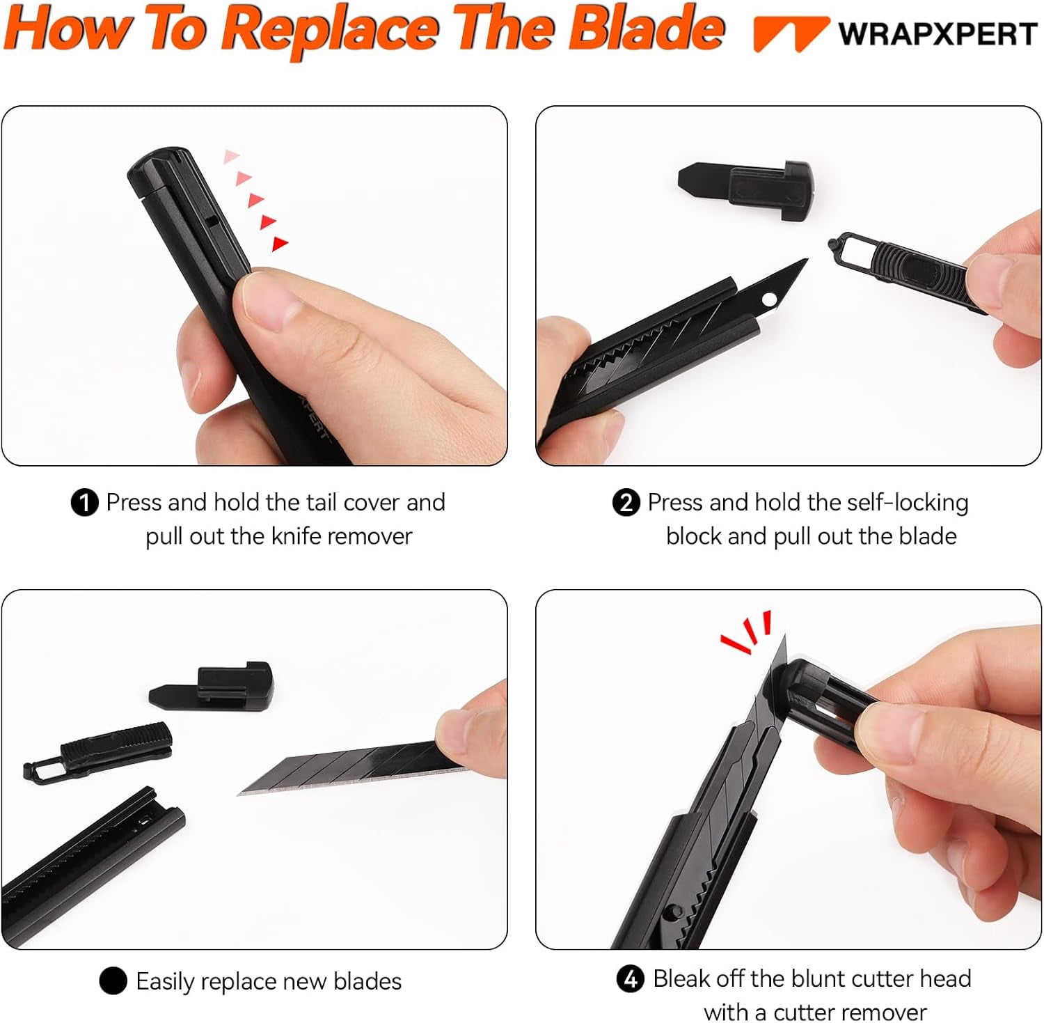 Utility Knife Retractable with 30 Degree Snap Off Blade,Box Cutter for Carton,Razor Knife Exacto Craft,3 Pack Retractable Knife for Office,Home Use,with 30 Extra 9mm Blades
