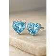 thumbnail image 4 of Sterling Silver Heart Shape Blue Topaz Gemstone Stud Earrings, Fashion Jewelry for Women, 4 of 8