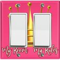 thumbnail image 1 of Metal Light Switch Wall Plate Outlet Cover (My Room My Rules Crown Pink Tilted - Double Rocker), 1 of 2
