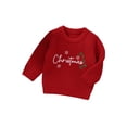 thumbnail image 1 of SUNSIOM Baby Girl Sweater Long Sleeve Flower Letters Knit Pullover Sweatshirt Warm Fall Winter Clothes, 1 of 8