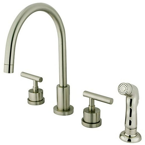 Kingston Brass KS8728CML Manhattan Widespread Kitchen Faucet with ABS Sprayer...