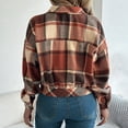thumbnail image 6 of Arlun Cropped Flannel Plaid Shacket Jackets for Women Long Sleeve Button down Lapel Coats 2025 Autumn Winter Trendy Pockets Design Lightweight Comfort Outerwear Orange S, 6 of 8