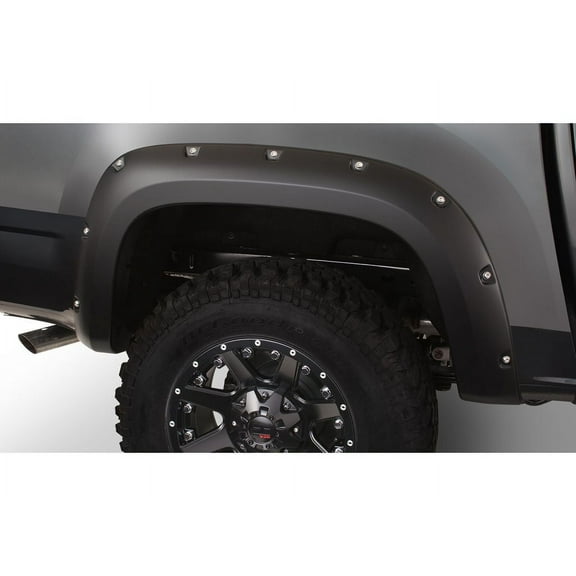 Bushwacker by RealTruck Pocket/Rivet Style Rear Fender Flares | 2-Piece Set, Black, Smooth Finish | 40138-02 | Compatible with 2015-2022 Chevrolet Colorado w/ 5.1' Bed