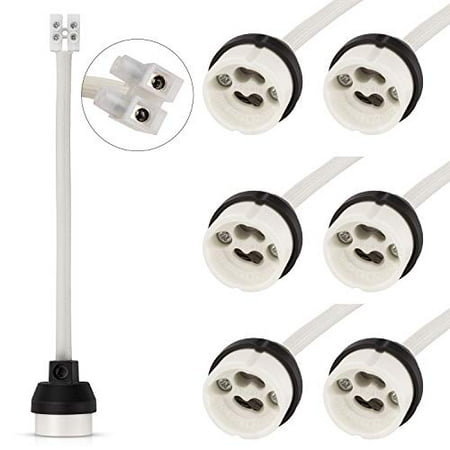

DiCUNO GU10 Ceramic Socket Lamp Holder 15CM Long Wire Bulb Holder for GU10 Spotlight Bulbs 6 Pack