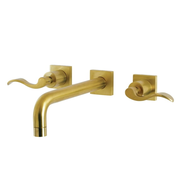 Kingston Brass KS6027DFL NuWave Two-Handle Wall Mount Roman Tub Faucet, Brushed Brass
