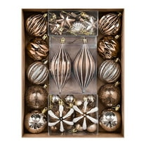 36pcs Christmas Balls Set, CXALSSY Unbreakable Christmas Balls on Sale, Brown Plastic XMAS Tree Ball, XMAS Balls Ornaments Decorations