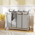 thumbnail image 2 of HOMCOM Laundry Hamper with Wheels, 160L Laundry Basket with 4 Bags, Grey, 2 of 10