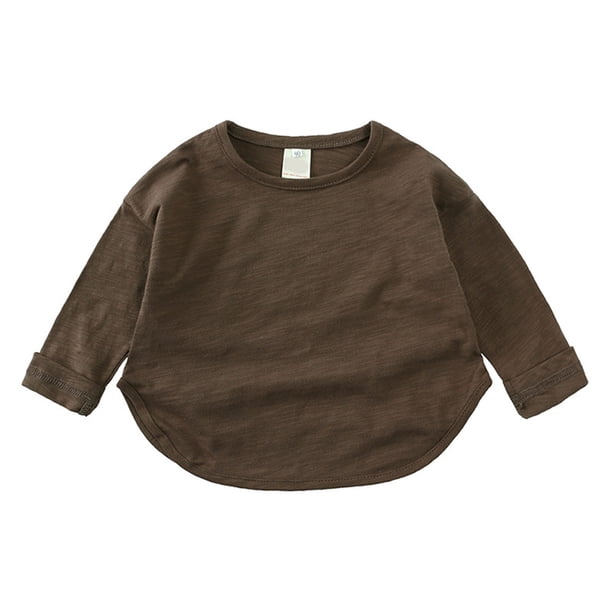 Gibobby Blusas Para Niñas Elegantes Niños Niño Bebé Unisex Primavera Otoño Sólido Manga Larga Camiseta Tops Ropa Interior (Marrón, 2-3 Años)