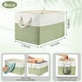 thumbnail image 3 of 8 Pack Collapsible Storage Bins Fabric Storage Bins Polyester Fabric Storage Baskets with Handles Linen Closet Organizer for Shelf Home Closet Towels Toys (Green White,15 x 11 x 9.5 in), 3 of 14
