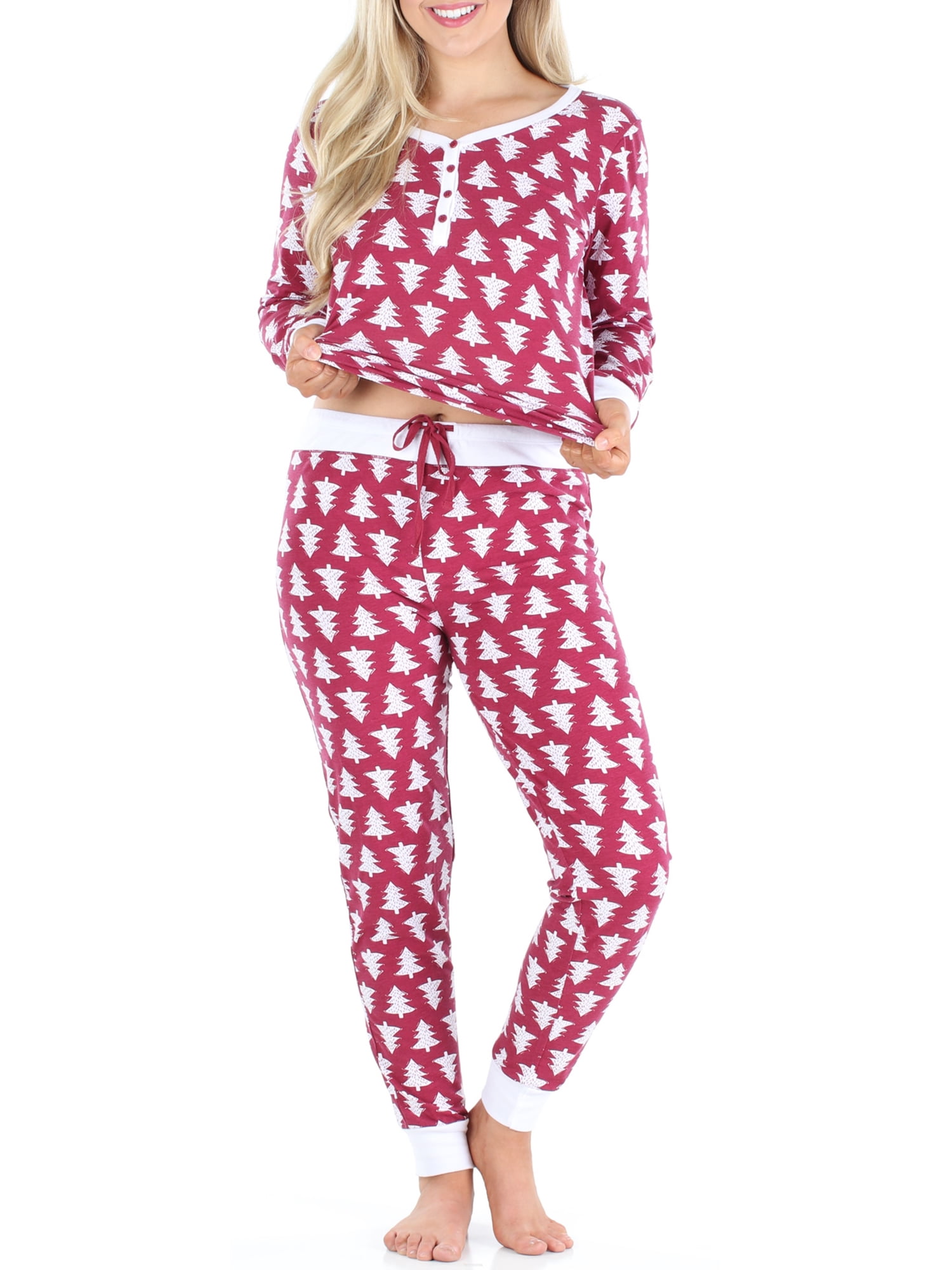 Sleepyheads Women's Knit Long Sleeve Henley and Pant Pajama Set