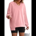 thumbnail image 2 of Sudaderas Oversize para Mujer, Camisetas de Larga con Cuello en V, Jersey Holgado, Atuendo de Otoño 2025. Rosa L, 2 of 8