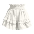 thumbnail image 5 of Zynoxe Skorts for Women Comfort Elastic Waist Womens Solid Color Skorts Trendy Versatile Tiered Ruffled Hem Mini Skirt Shorts Lightweight Breathable Cotton Linen Summer Skorts S, 5 of 7