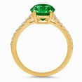 thumbnail image 2 of 2.21 ct Oval Cut Simulated Emerald Solitaire with Simulated Diamond Accents 18K Yellow Gold Womens Engagement Ring, 2 of 3