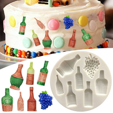 

NIUREDLTD Baking Decoration Accessories Grapes And Bottles Flip Sugar Cake Silicone Tools Grape Chocolate Clay Cake Decoration