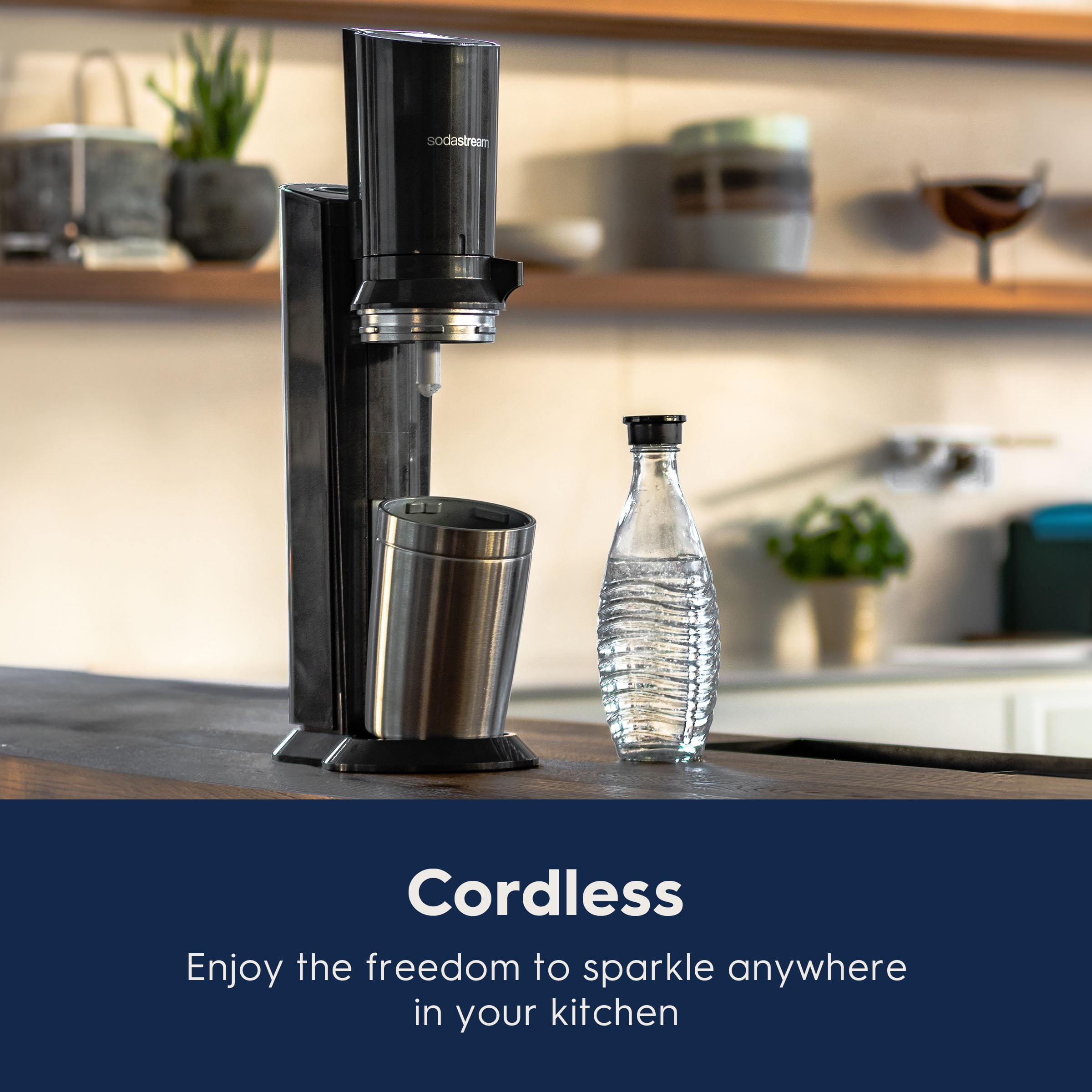 SodaStream Aqua Fizz (Black) Sparkling Water Maker with CO2 and Glass Carafes