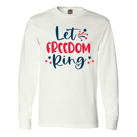 Inktastic 4th of July Let Freedom Ring with Stars Long Sleeve T-Shirt