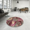 thumbnail image 3 of Ahgly Company Indoor Square Abstract Brown Red Abstract Area Rugs, 7' Square, 3 of 6