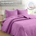 thumbnail image 2 of Ameha 3 Piece Reversible Quilt Set Ultra Soft Floral Coverlet Microfiber Bedding Set California King Purple All Season, 2 of 7