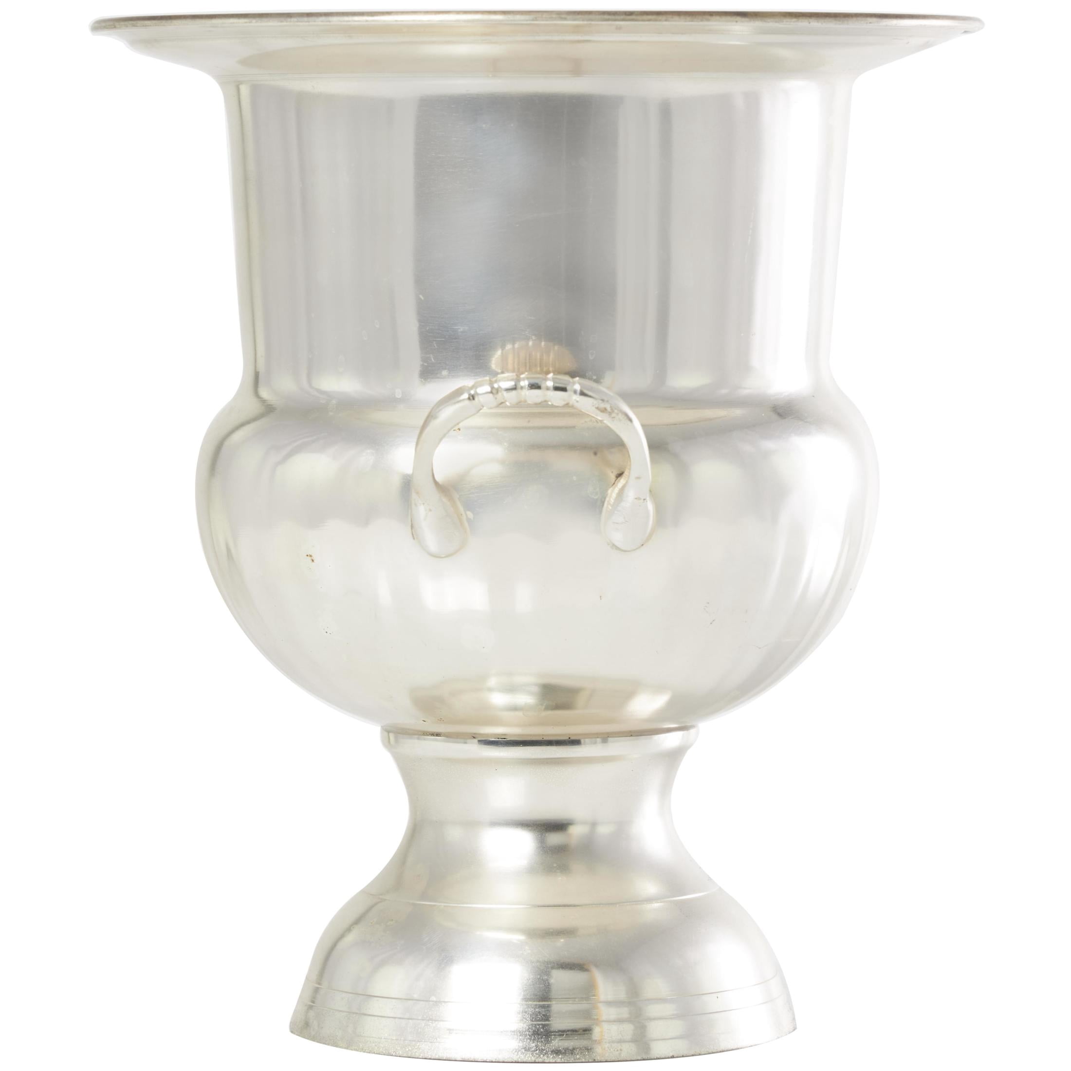 DecMode Round Metal 2 Bottle Silver Ice Bucket