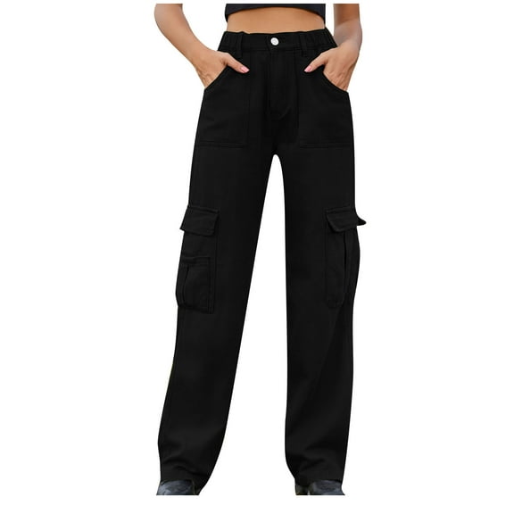 BUIgtTklOP no boundaries Pants Women Plus Size Color High Waisted Versatile Straight Slender Loose Leg Pants