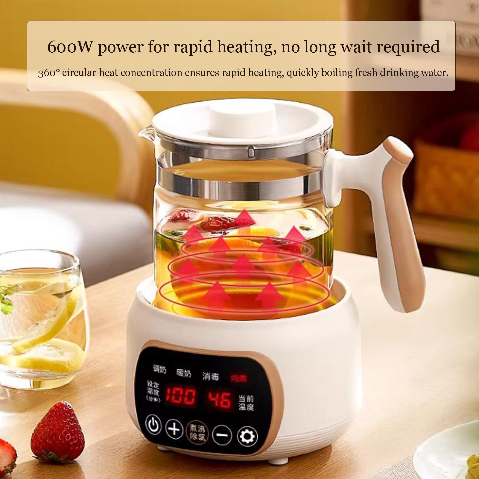 Glass Electric Kettle, 1.3L Capacity, Multi-function Insulation Soup Kettle, Split Intelligent Tea Maker for Tea, Hot Water and More