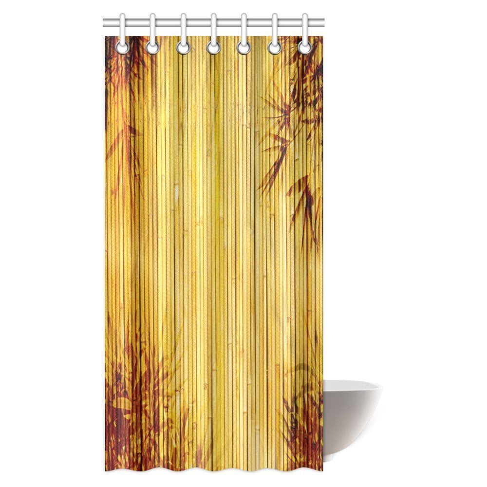 MYPOP Bamboo Shower Curtain, Light Golden Bamboo Background with Tree ...