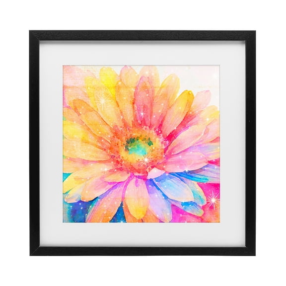 Stupell Industries Bohemian Bloomtopia Shimmer Blossom Black Framed Print Under Glass, 13 x 13, by Vibelicious
