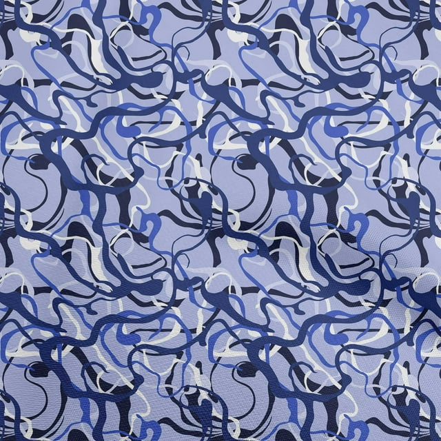 oneOone Cotton Silk Blue Fabric Abstract Craft Projects Decor Fabric Printed By The Yard 42 Inch Wide