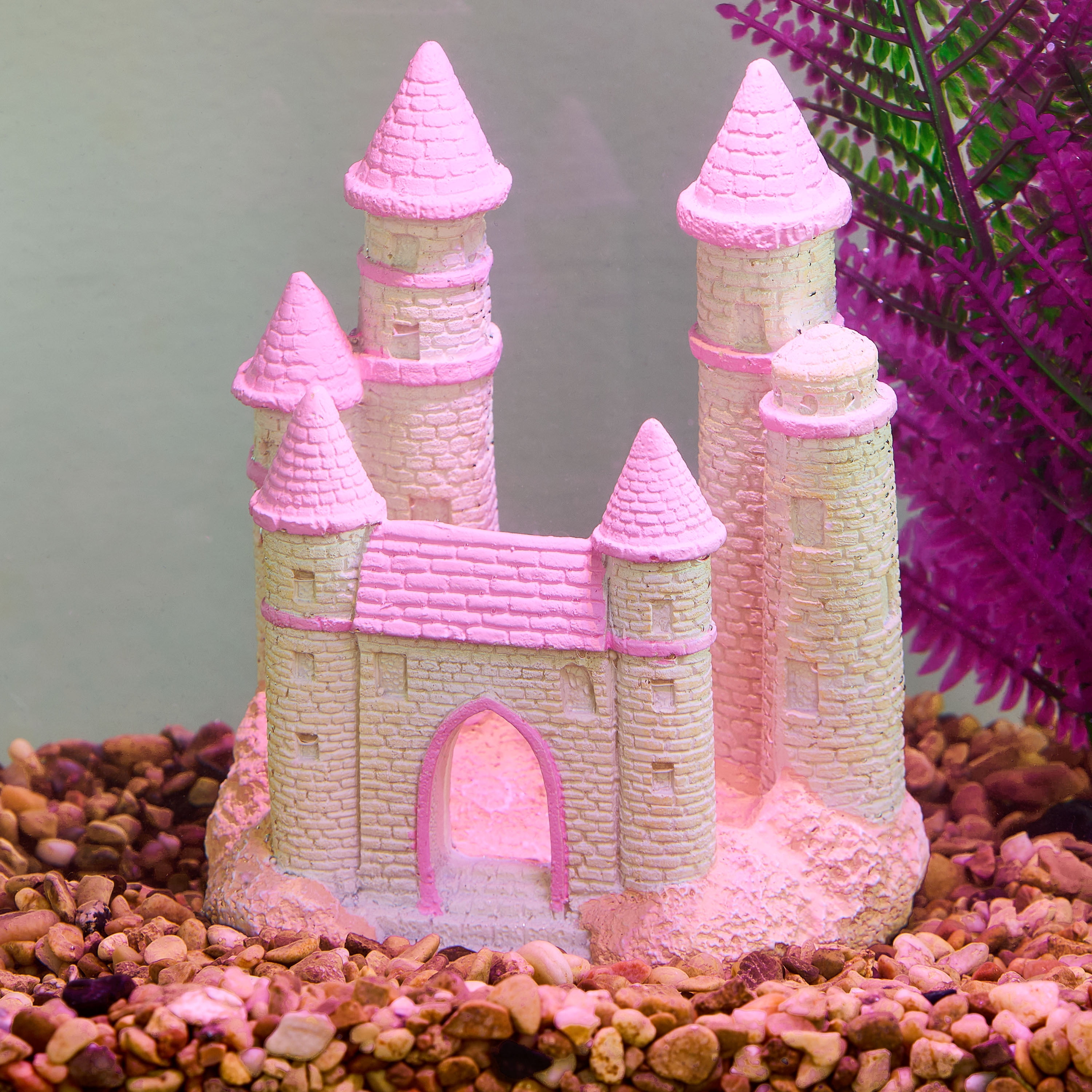 Vibrant Life Resin Aquarium Decor, Princess Castle Ornament, 4.09" x 3.14" x 5.03"