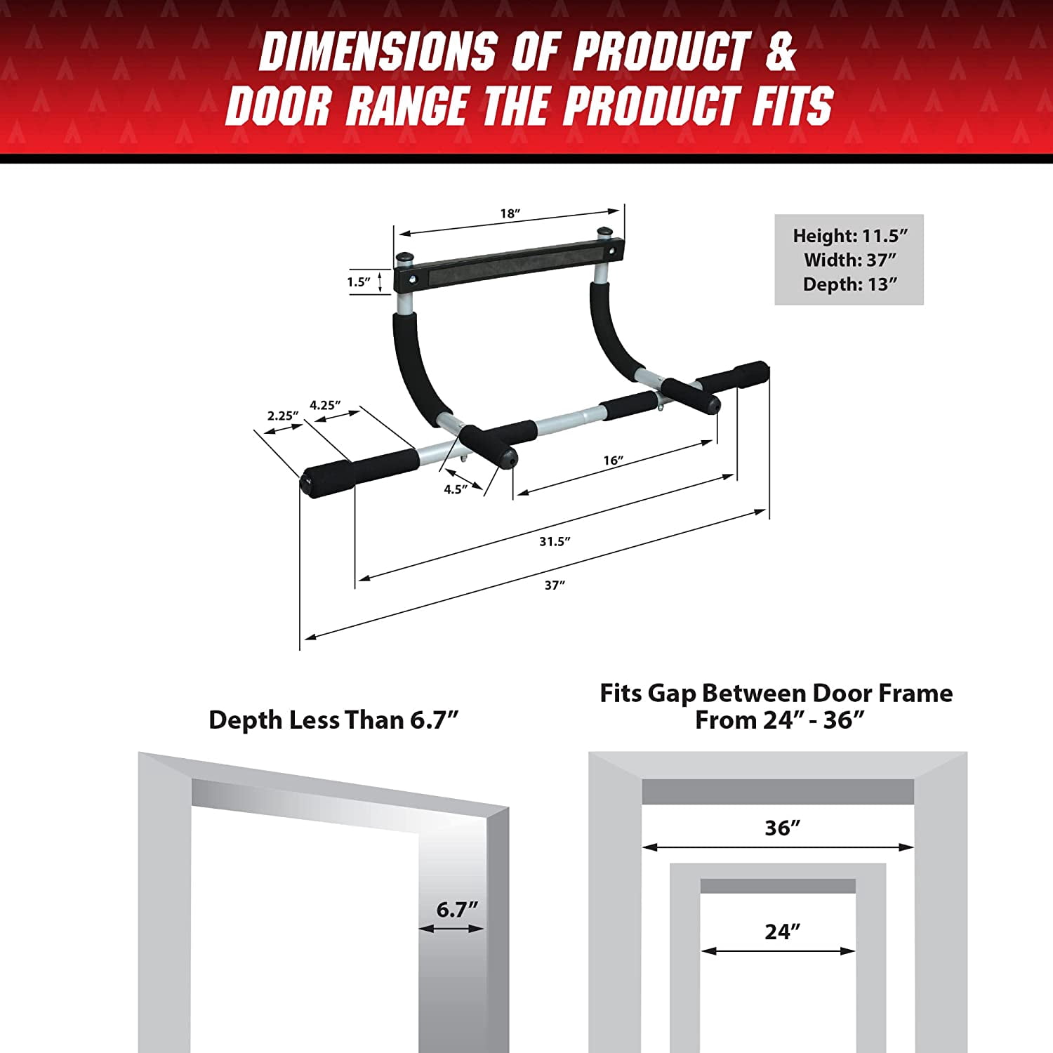 Pull-up bar - Full-body workout bar for door frames, adjustable and lockable width, screwless, portable horizontal pull-up bar for door frames, home fitness equipment: pull-up bar: sports and outdoor