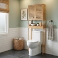 thumbnail image 3 of Over The Toilet Storage Cabinet with Double Vented Doors and Open Shelf, Natural - Trinidad Collection, 3 of 10