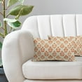 thumbnail image 5 of Orange Floral Pillow Covers 12x20 Inch Set of 2, Block Print Lumbar Flower Cream Decorative Throw Pillowcases Outdoor Farmhouse Rectangle Cushion Covers Spring Summer Sofa Couch Bed Decor, 5 of 6