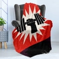 thumbnail image 4 of Fitness Soft Flannel Fleece Throw Blanket, Grunge Display of Hand Lifting Dumbbell Effect Workout Vintage Design, Cozy Plush for Indoor and Outdoor Use, 50" x 60", Vermilion Black Cream, by Ambesonne, 4 of 5