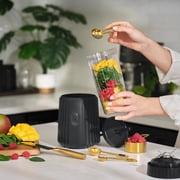 Thyme & Table 900 W 25 oz Single Serve Blender with Tritan Vessel, Smart Seal Lid and Straw, 6-Point Stainless Steel Blade, Slate Grey