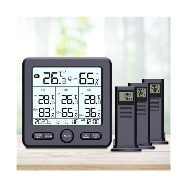 Wireless Indoor Outdoor Thermometer Digital Temperature Hygrometer With 3pcs Remote Sensors Home ,Comprehensive Monitoring