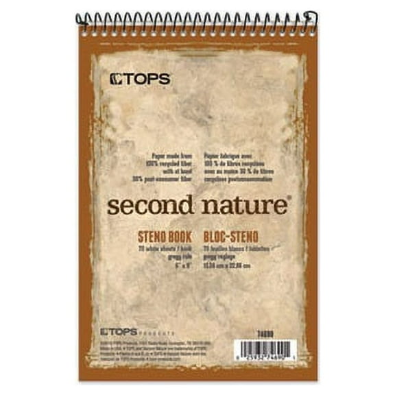 TOPS, TOP74690, Second Nature Spiral Steno Notebook