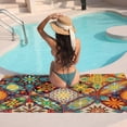 thumbnail image 7 of GZHJMY Beach Towel for Women Girls, Vintage Patchwork Tile Decorative Elements Bath Towel, Oversized Lightweight Sport Towel, 31x71 Inch, 7 of 7