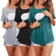 thumbnail image 2 of Camisetas de maternidad para mujer, moda de doble capa, lactancia, mangas cortas, Gris Negro Azul M, 2 of 9