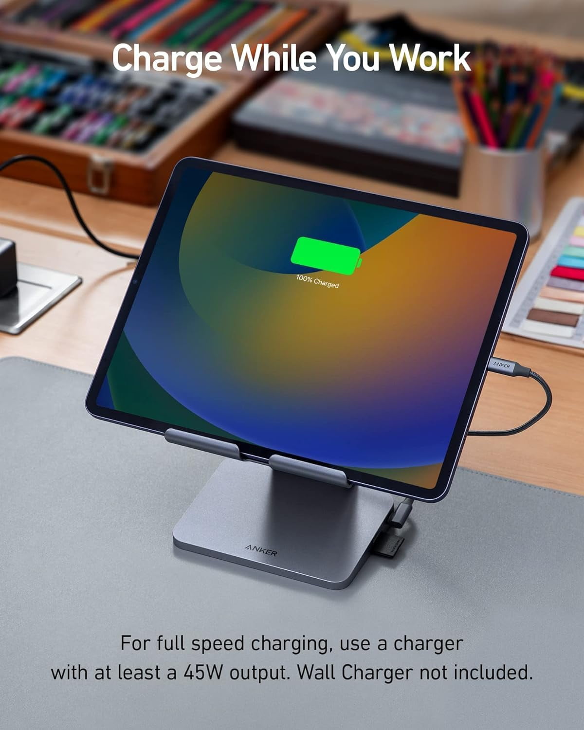 Anker , 551 USB-C Hub (8-in-1), with Foldable Tablet Stand, Dock, 4K HDMI, 2 USB-A Data Ports