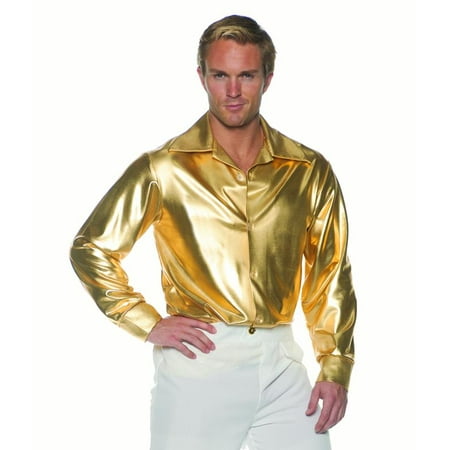 Disco Mens Adult Gold Shiny 70S Costume Accessory Shirt-Xxl