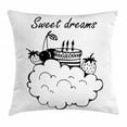 thumbnail image 1 of Sweet Dreams Throw Pillow Cushion Cover, Doodle Style Birthday Cake with Berry Fruits on a Cloud Monochrome Design, Decorative Square Accent Pillow Case, 24 X 24 Inches, Black and White, by Ambesonne, 1 of 2